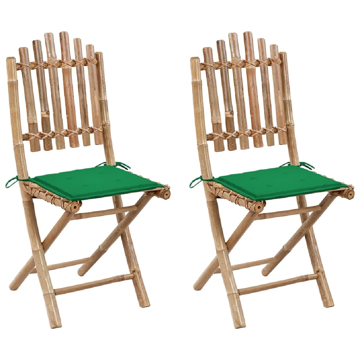 vidaXL Chaises pliables de jardin bambou Lot de 2 avec coussins - vue 2