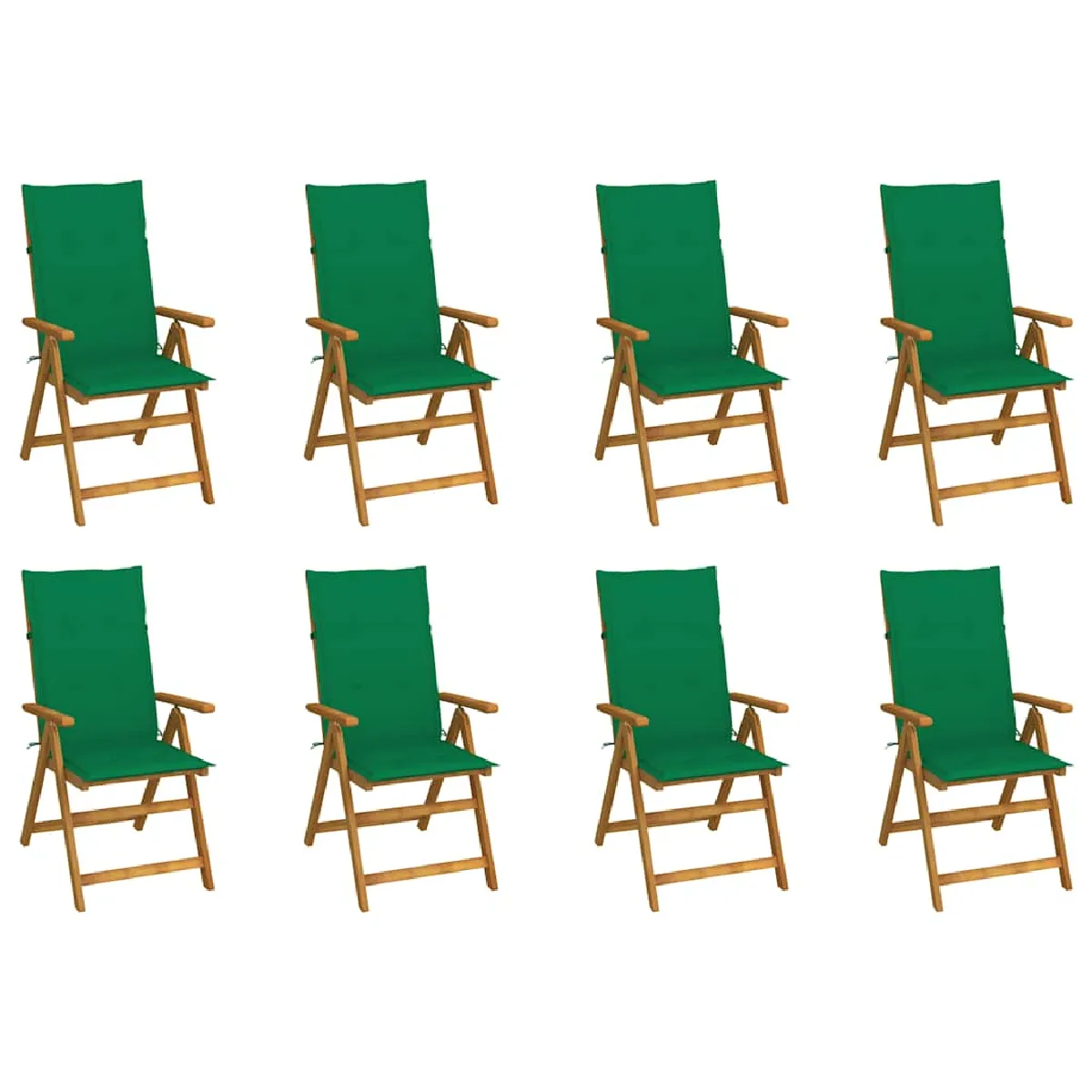 Non Communiqué Bois Chaises Pliables De Jardin Avec Coussins Lot De 8 D Acacia - Image 3