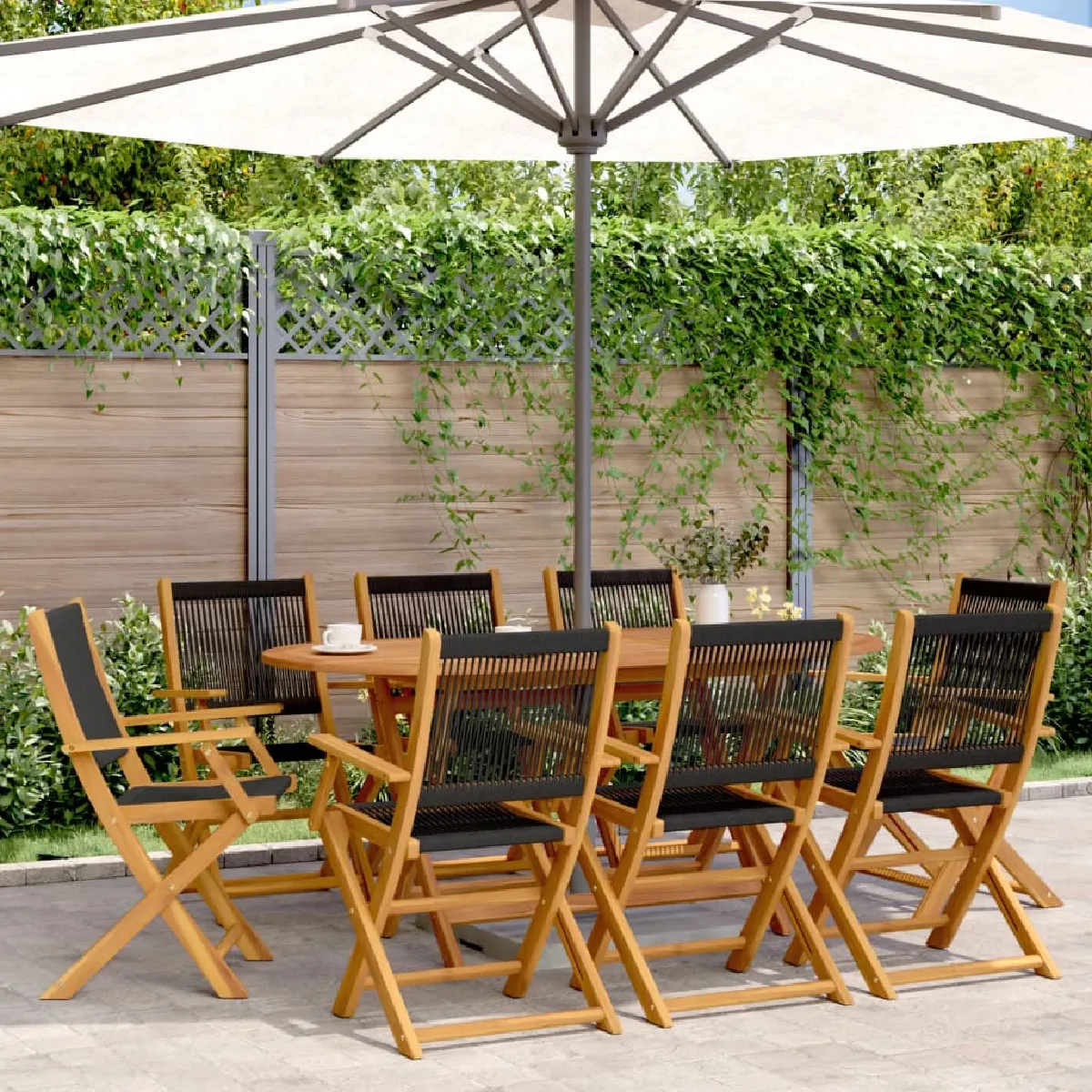 Vidaxl Chaises pliantes de jardin Poly rotin et bois d'acacia lot de 6 - vue 8