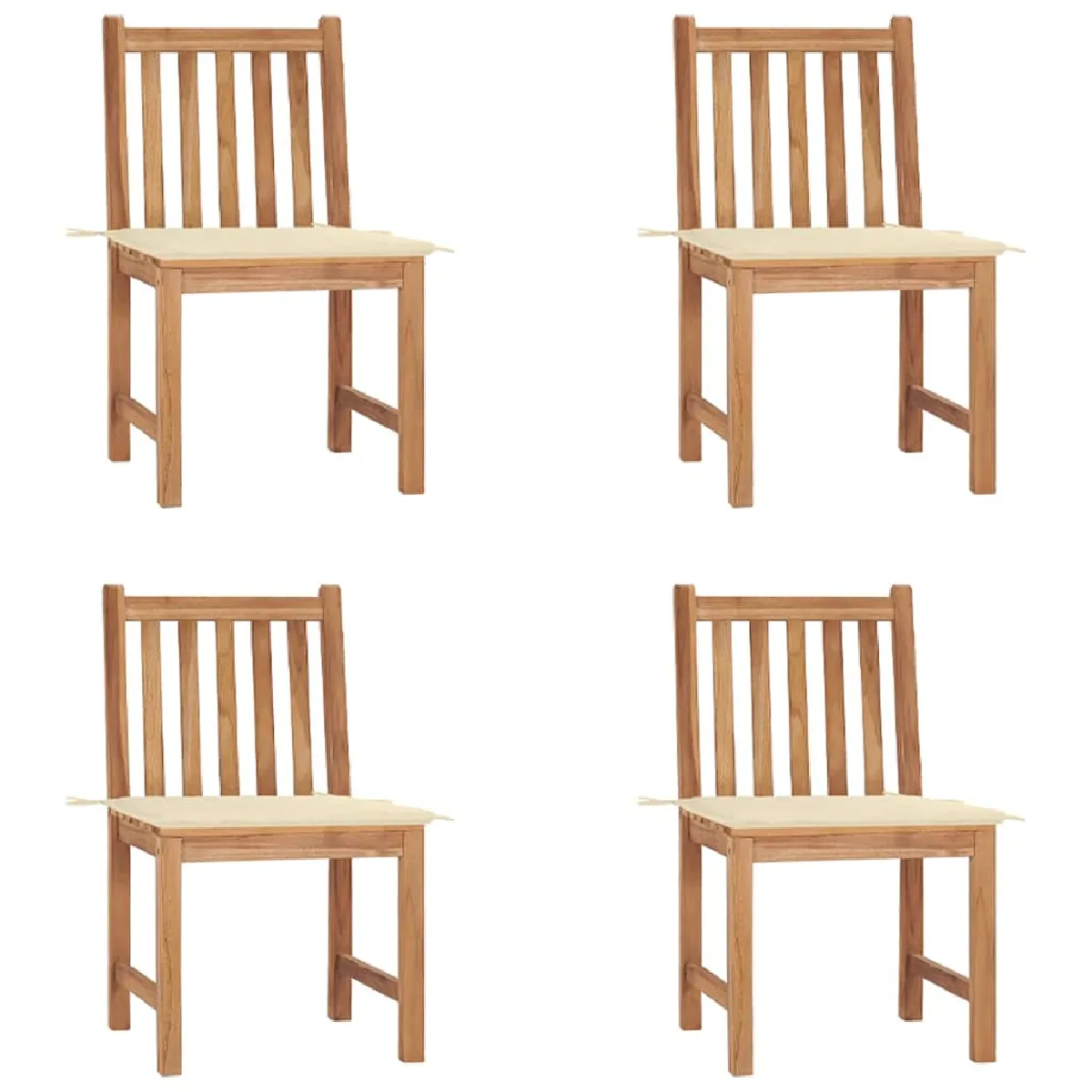Vidaxl Chaises De Jardin Lot De 4 Avec Coussins Bois De Teck Massif - Image 3