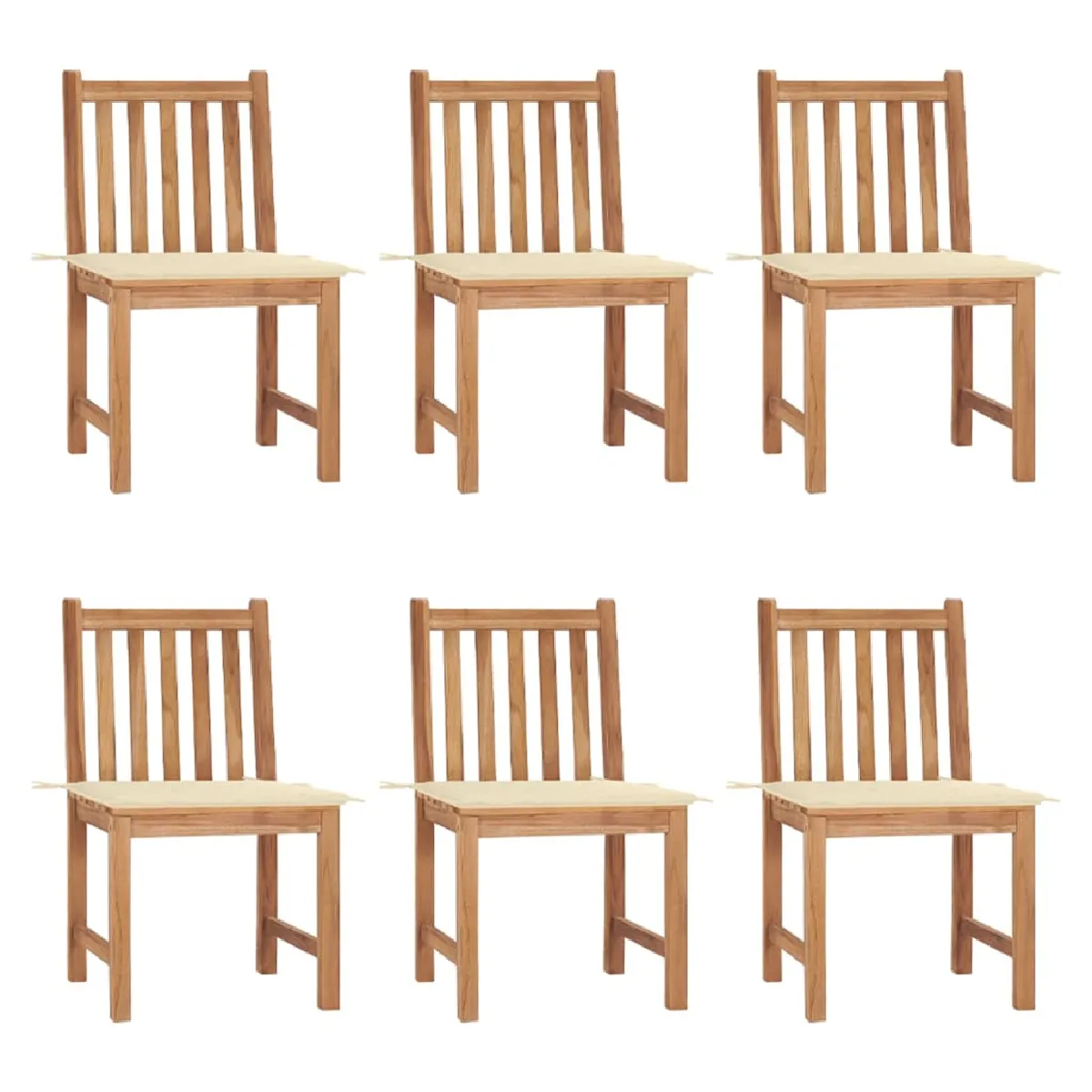 vidaXL Chaises de jardin Ensemble de 6 crème - vue 2
