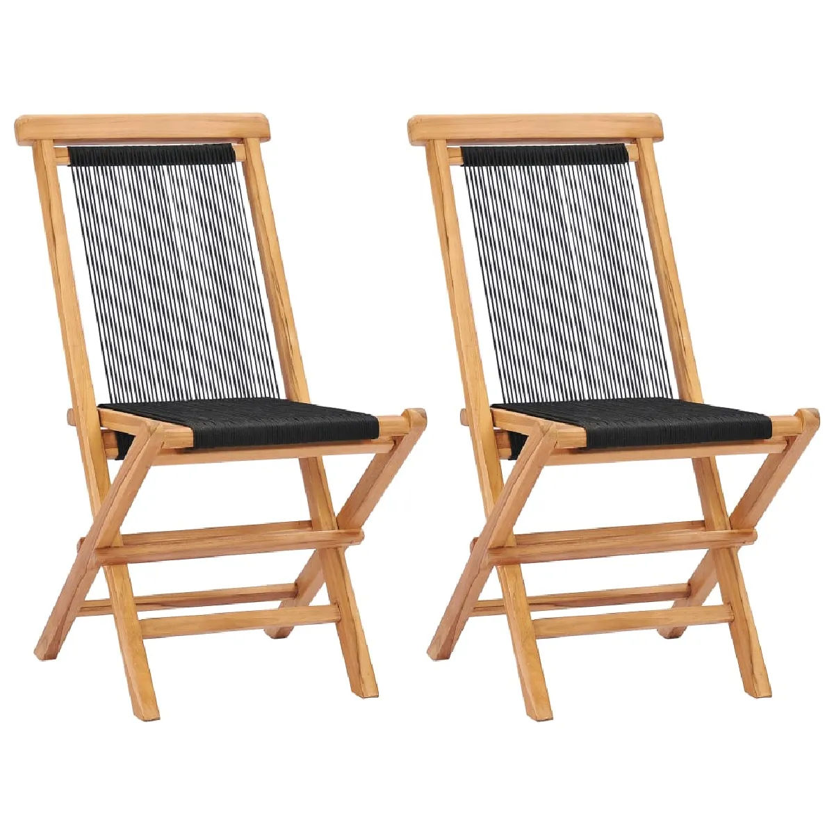 vidaXL Chaises pliables de jardin lot de 2 Teck et corde