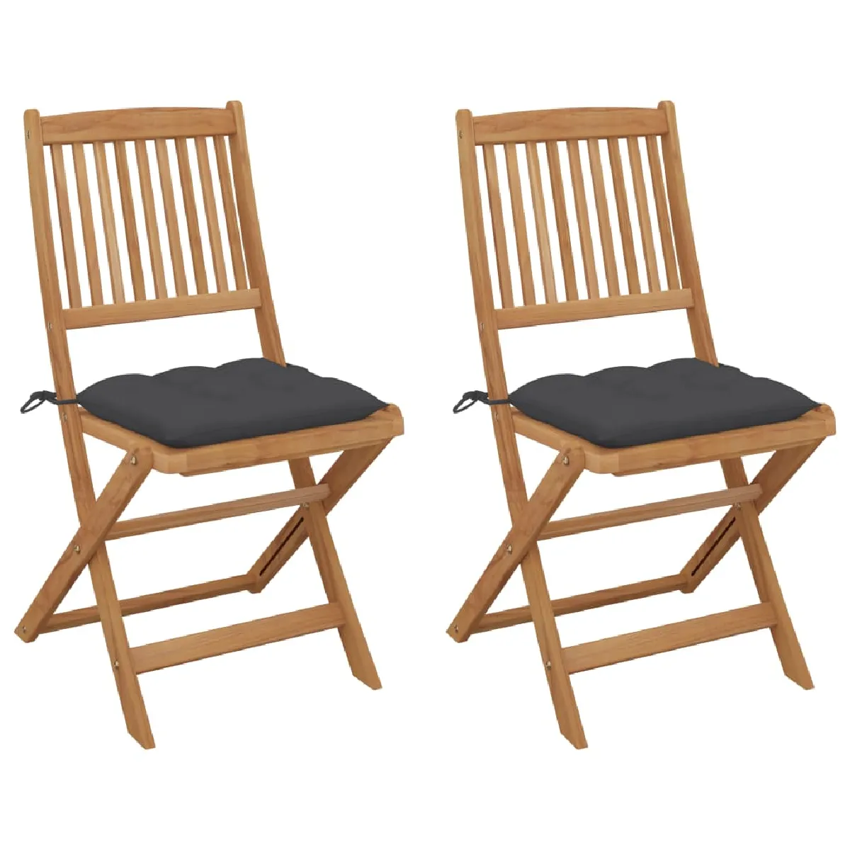 vidaXL Chaises pliables de jardin avec coussins Lot de 8 - vue 8