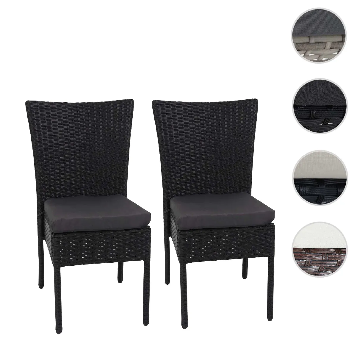 Mendler Lot de 2 fauteuils de jardin résine tressée - Noir