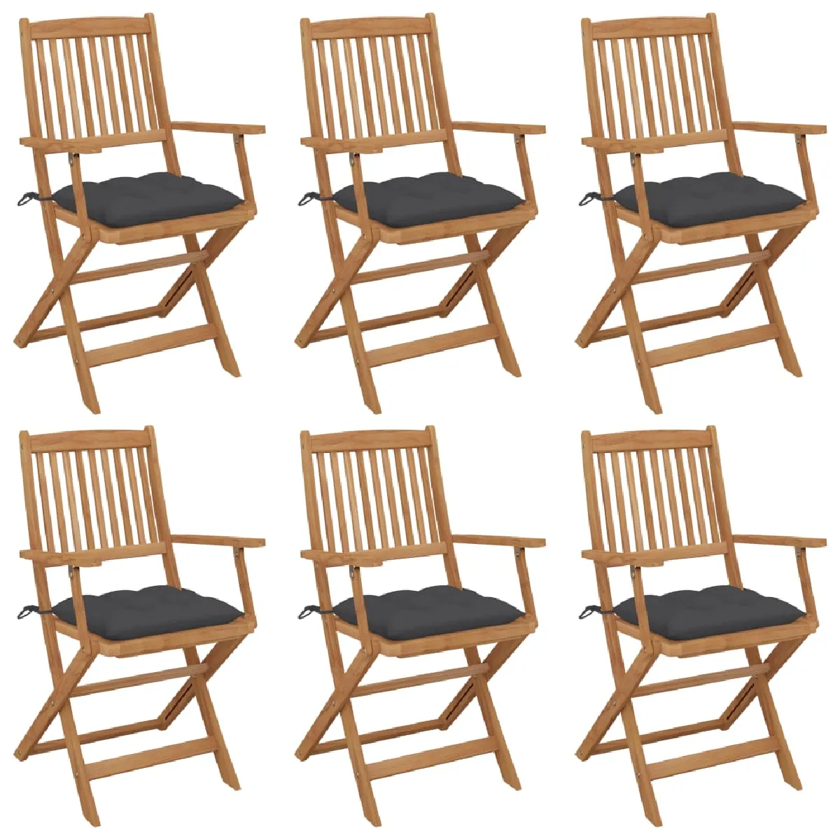 vidaXL Chaises pliables de jardin avec coussins Lot de 8 - vue 5