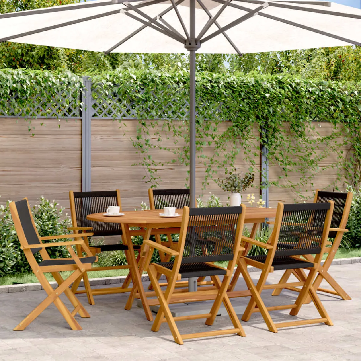 vidaXL Chaises de jardin pliantes bois d'acacia - vue 2
