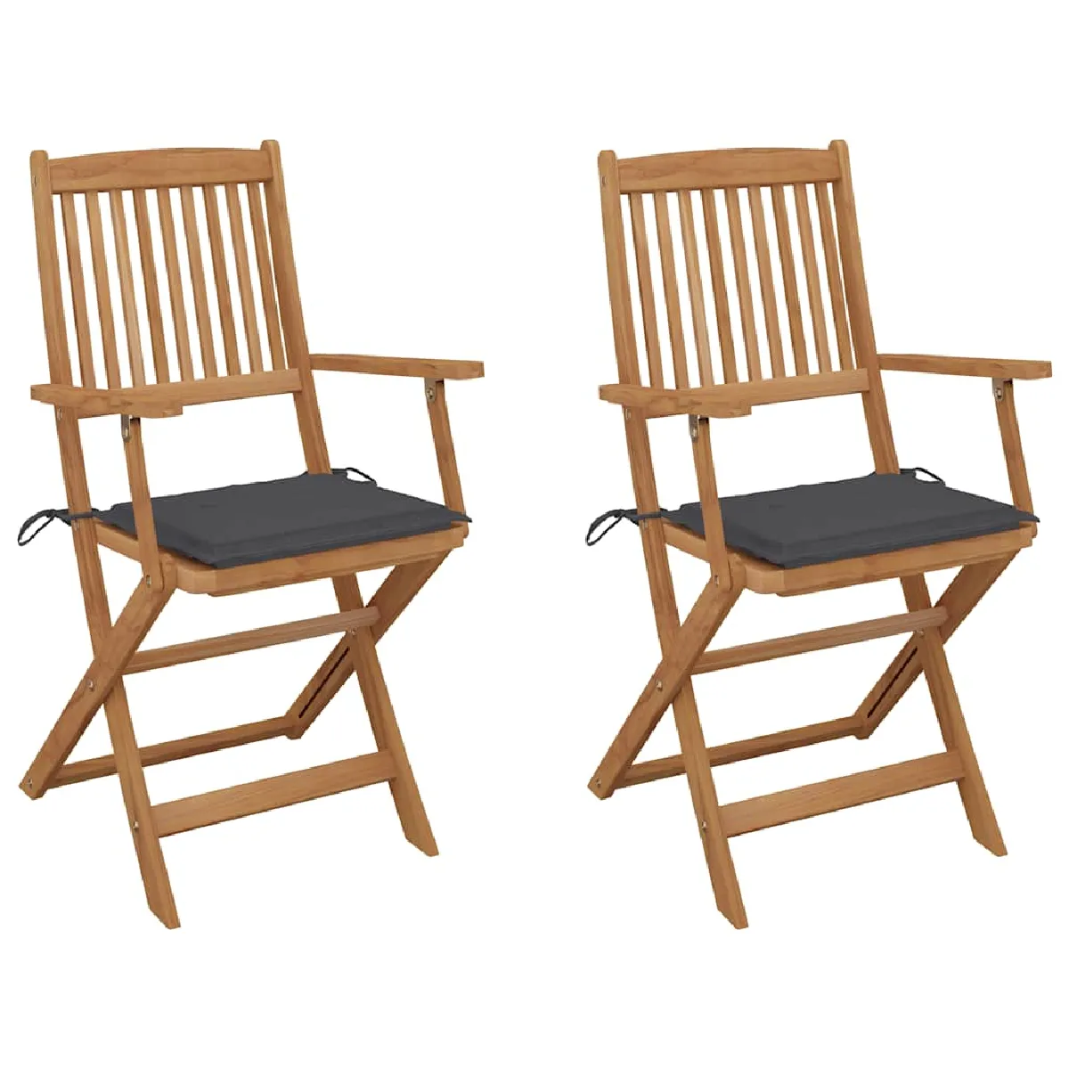 VIDAXL Chaises pliables avec coussins Bois d'acacia - vue 4