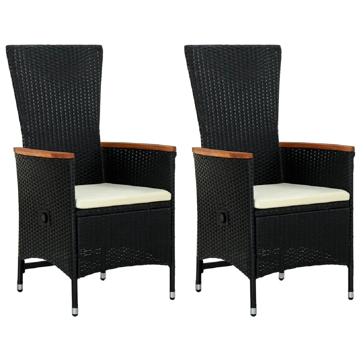 Vidaxl Noir Lot De 2 Chaise H. 108 Cm Empilable Non Pliable Exterieur En Resine Tressee - Image 3