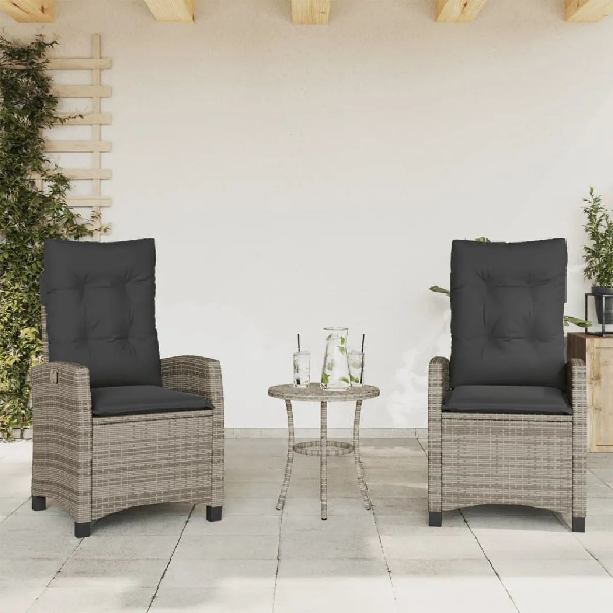 vidaXL Chaises inclinables jardin Résine Lot de 2