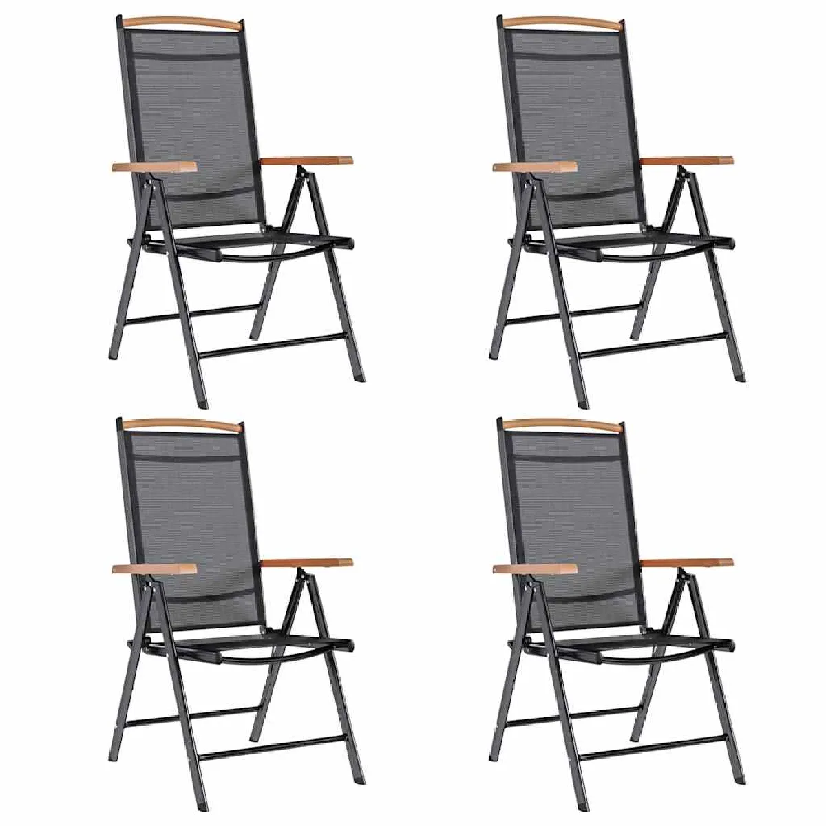 vidaXL Chaises de jardin pliables - Aluminium et textilène