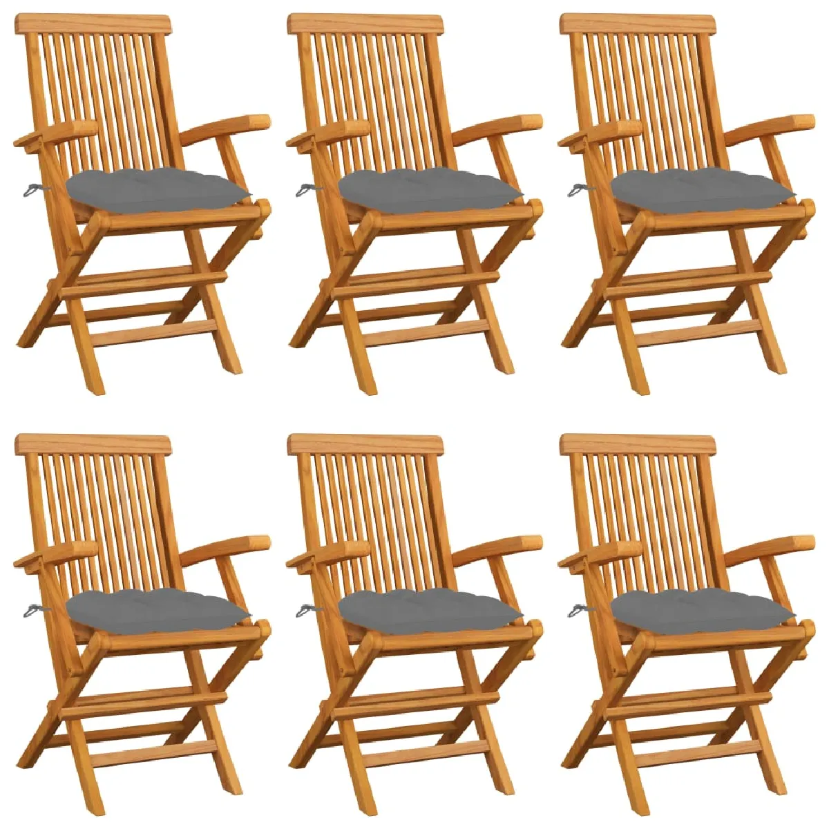 vidaXL Chaises de jardin avec coussins Bois teck massif