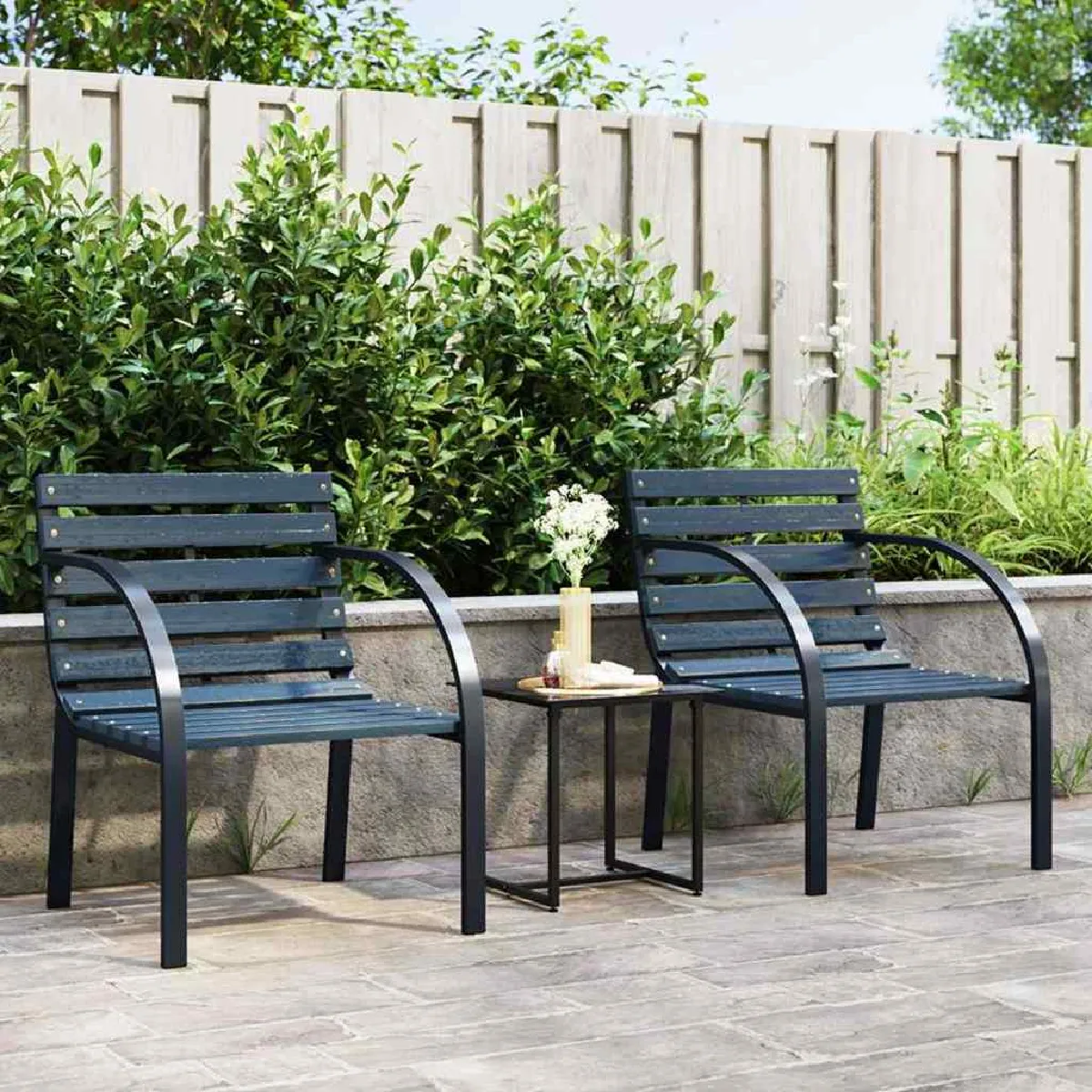Vidaxl Gris Chaises De Jardin Lot De 2 Bois - Image 3