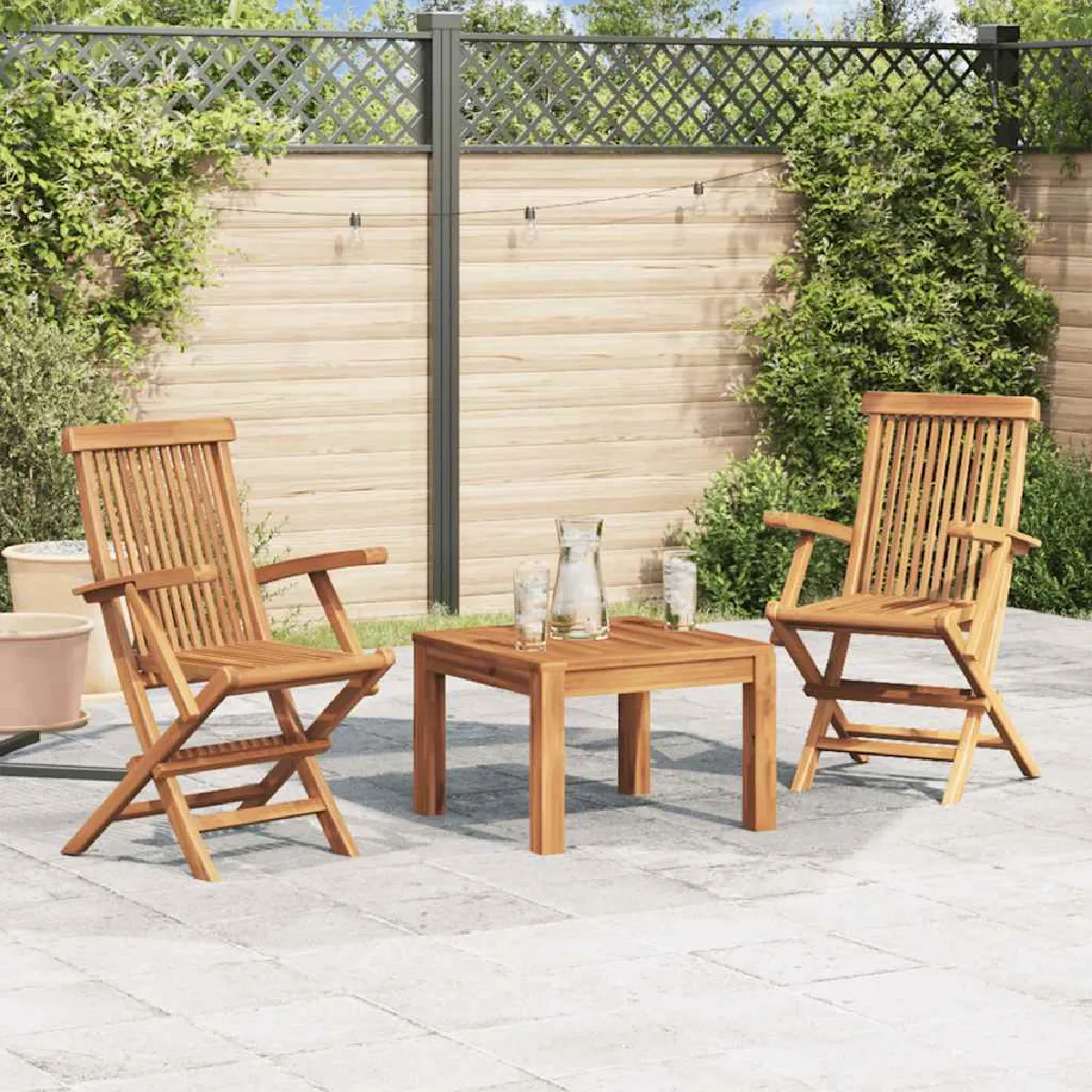 vidaXL Chaises pliables de jardin Bois de teck solide