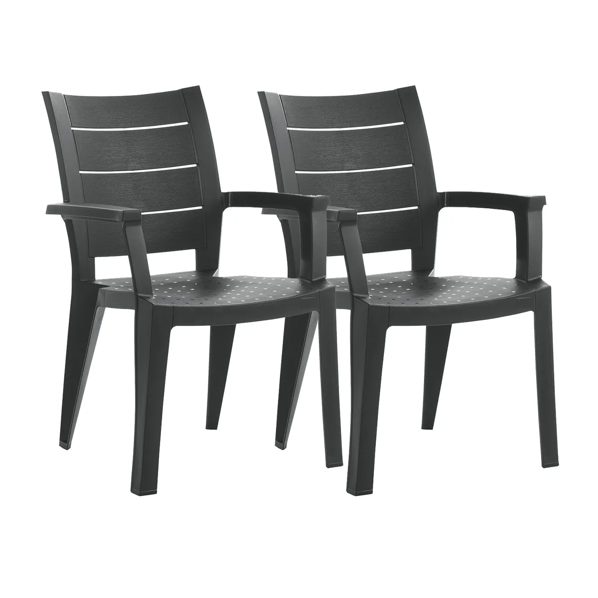 Pegane Gris Lot De 2 Chaises De Jardin Empilables