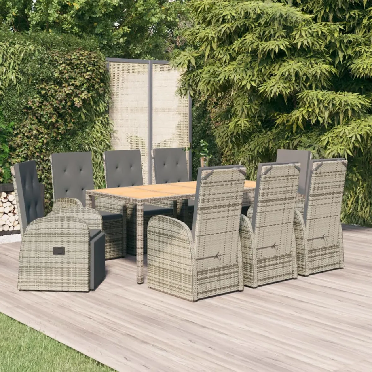 vidaXL Ensemble à manger de jardin 9 pcs Résine tressée - vue 6