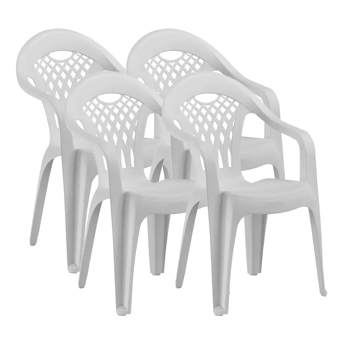 Pegane Blanc Lot De 4 Chaises De Jardin Empilables