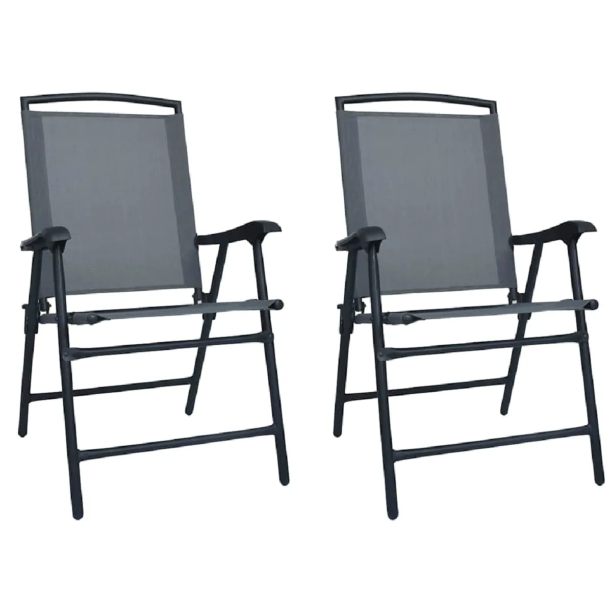 vidaXL - Chaise de jardin pliable - Gris - Lot de 2 - Image 2