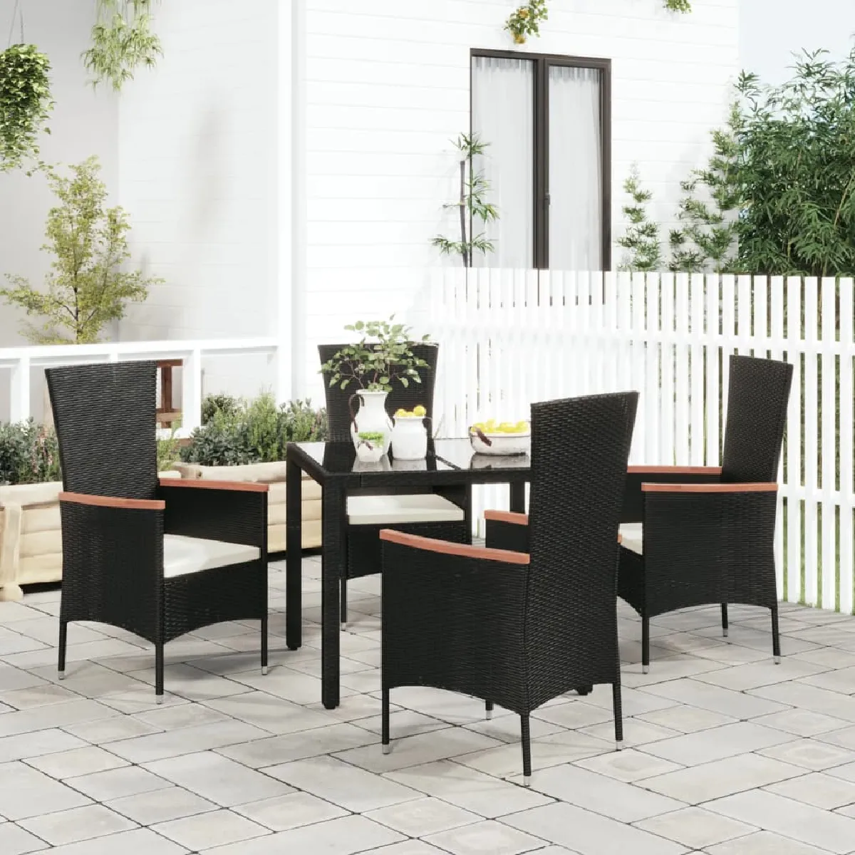 vidaXL Chaises jardin lot de 2 avec coussins résine tressée - vue 2