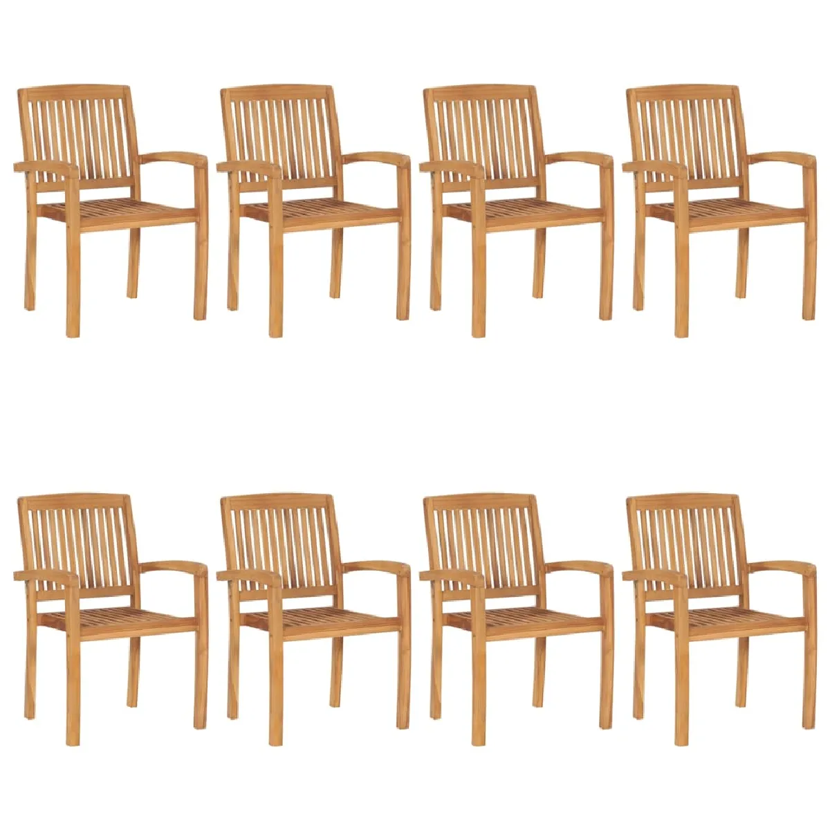 vidaXL Chaises de jardin empilables 8 pcs Bois de teck