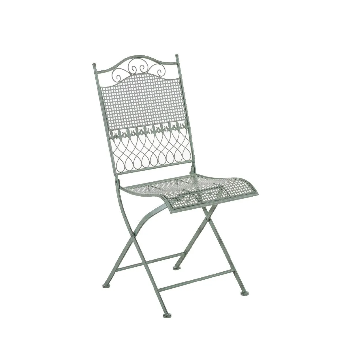 Decoshop26 Chaise de jardin fer forgé - Vert vieilli