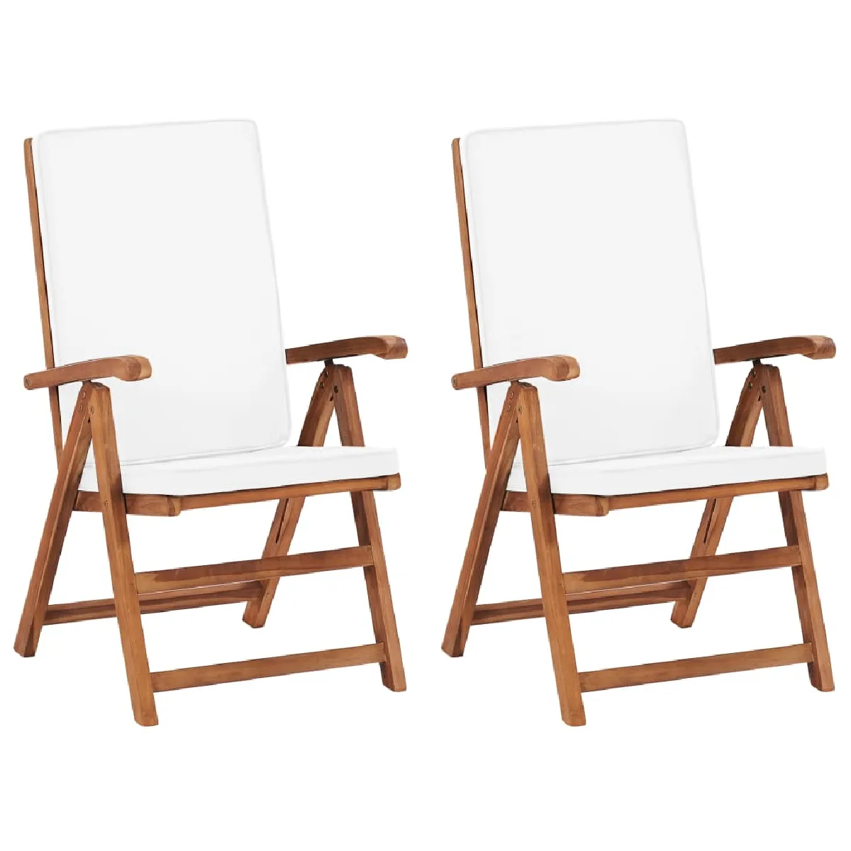 Vidaxl Or Lot De 2 Chaise En Teck Pliable H. 104 Cm Exterieur Beige - Image 3