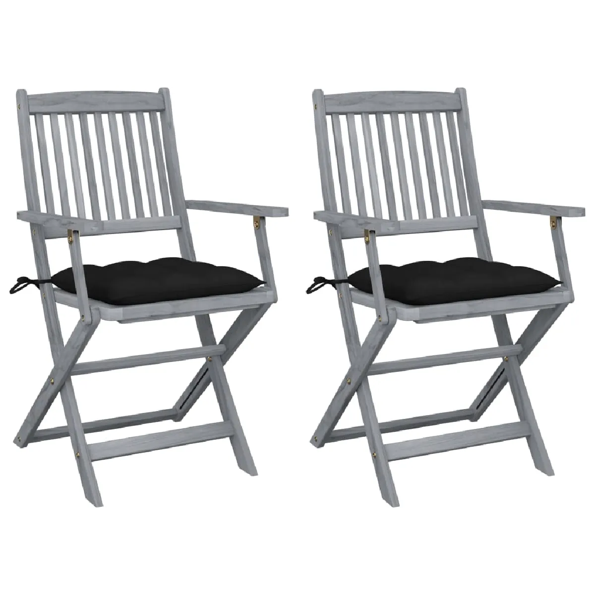 vidaXL Chaises pliables d'extérieur avec coussins Acacia Lot de 2 - vue 3