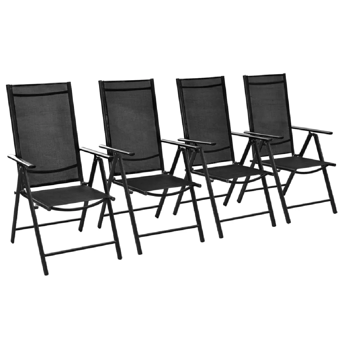 Vidaxl Noir Chaises Pliables De Jardin Lot De 4 Aluminium Et Textilène - Image 3