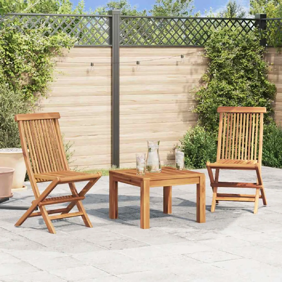 vidaXL Chaises pliables de jardin Bois de teck solide - vue 4