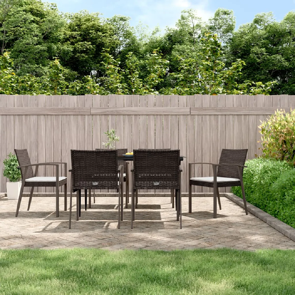 Vidaxl Chaises de jardin coussins lot de 6 56 5x57x83 cm rotin 3187078