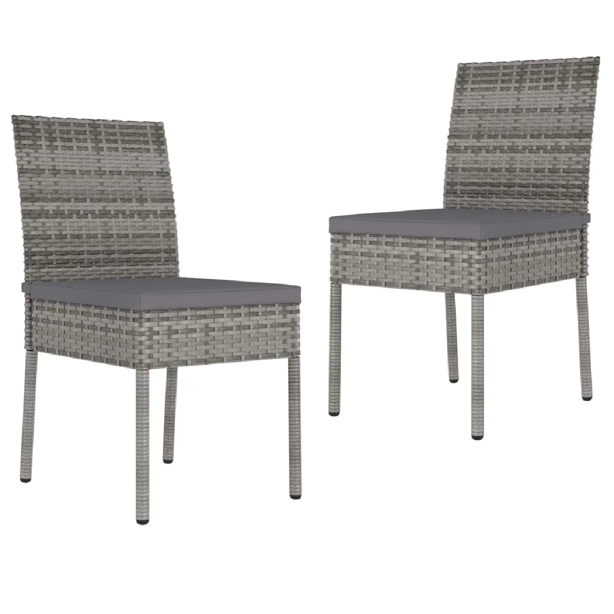 Non Communiqué Gris Chaises À Manger De Jardin Lot De 2 Résine Tressée - Image 3