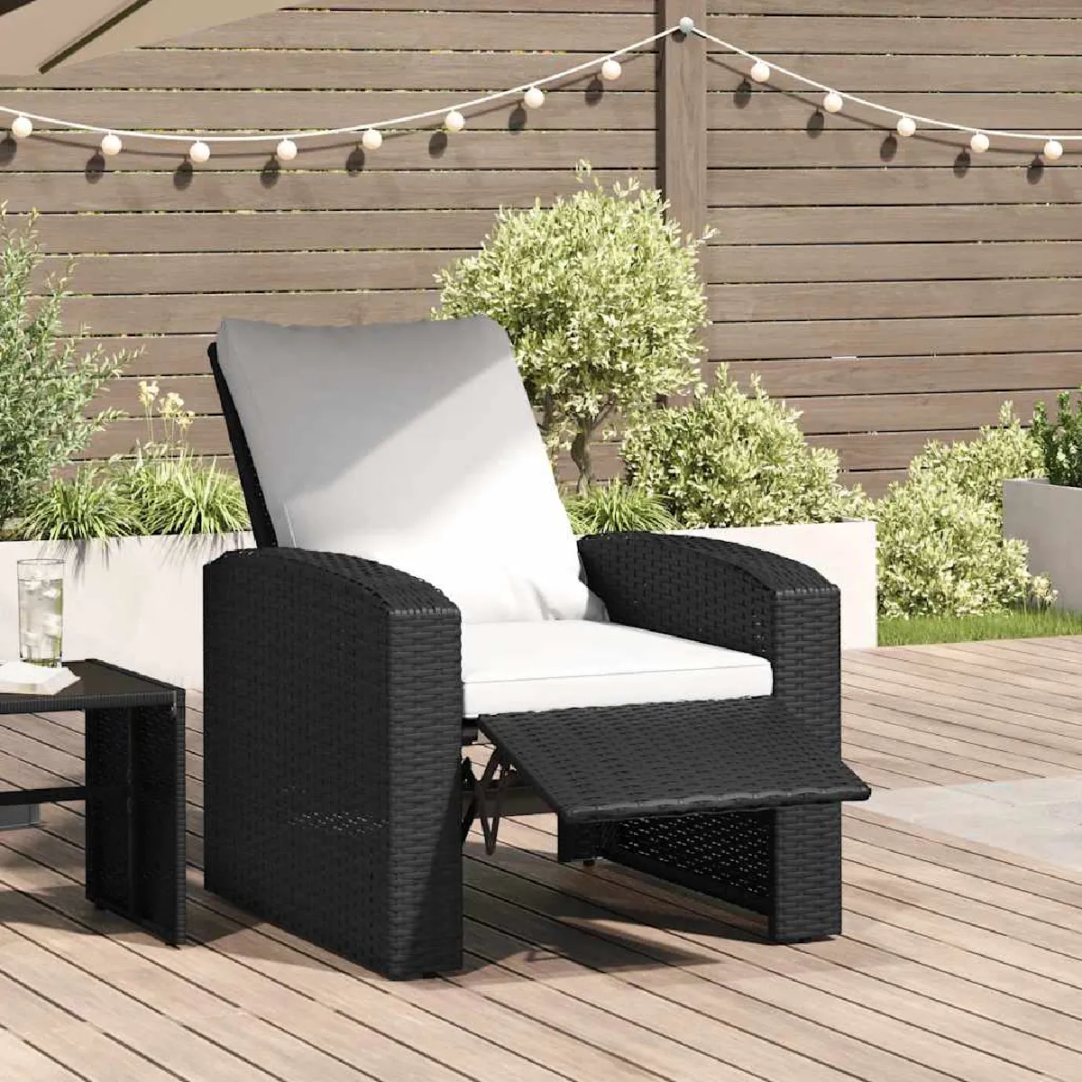 vidaXL Fauteuil inclinable de jardin avec coussins - vue 2