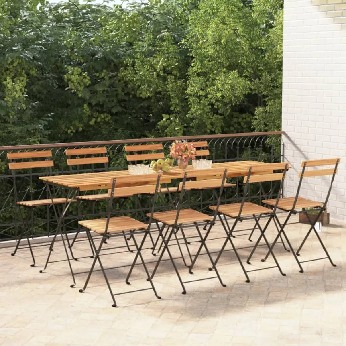 VidaXL Chaises de Bistrot Pliantes - Lot de 8 - Teck Solide