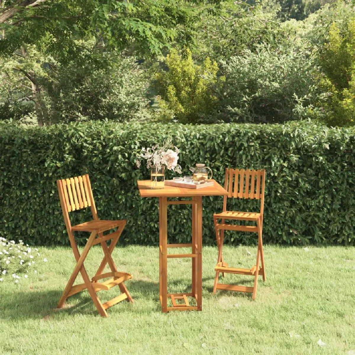 VIDAXL Tabourets de bar pliants Bois d'acacia