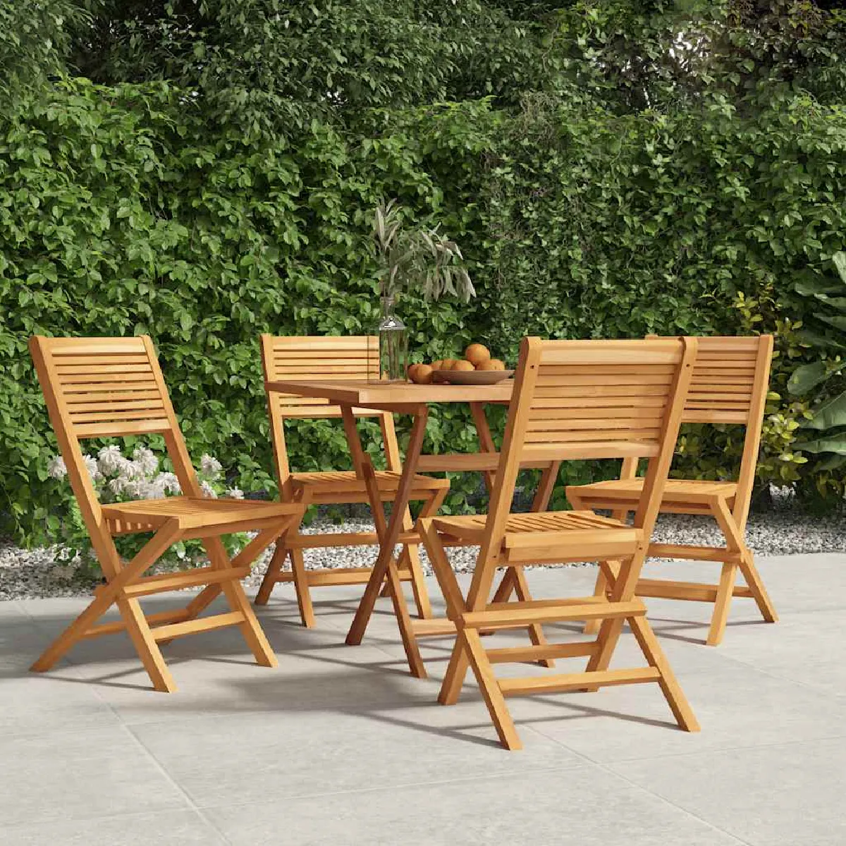 Vidaxl Chaises pliantes de jardin Poly rotin et bois d'acacia lot de 6 - vue 3