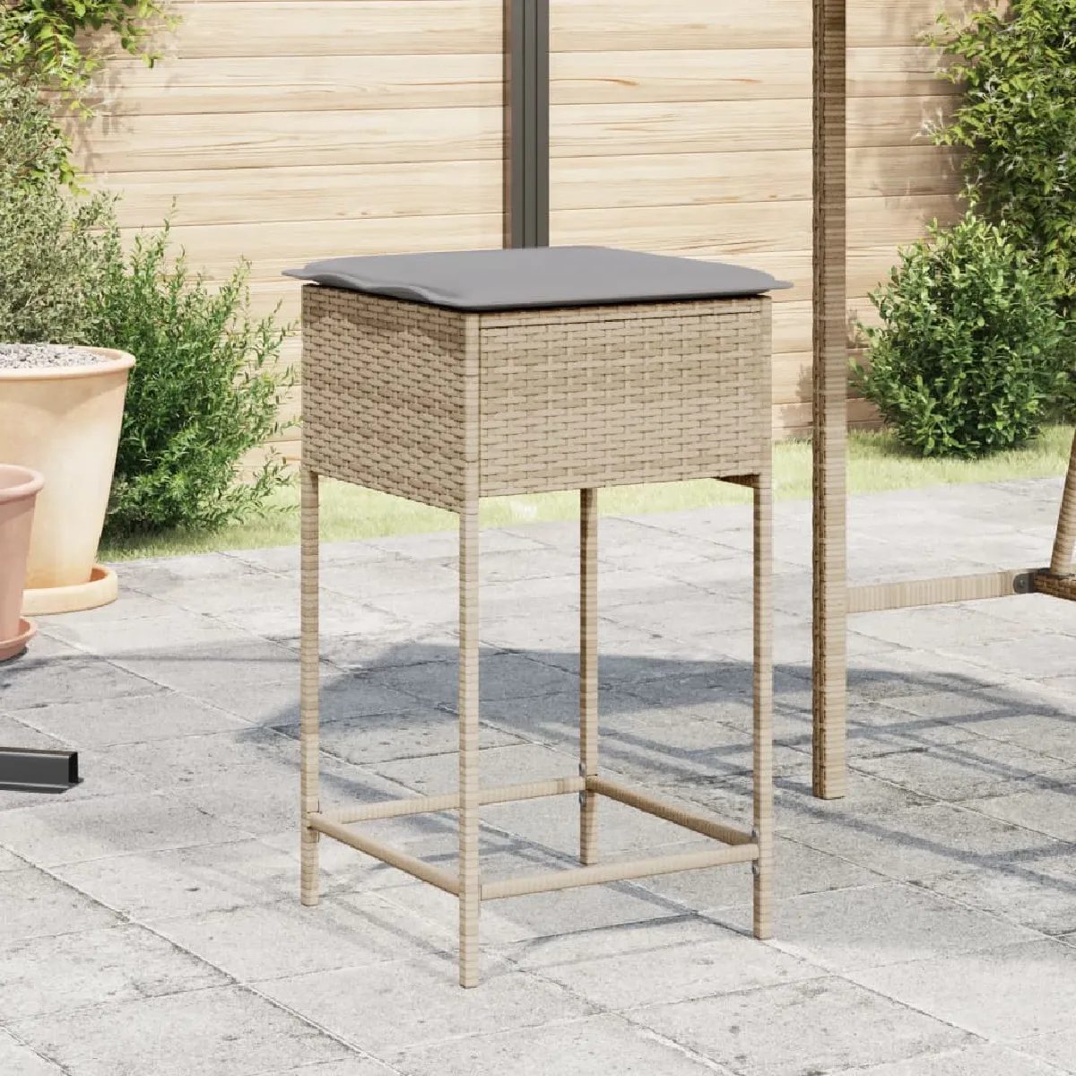 vidaXL - Tabourets de bar de jardin - Rotin - Beige - Lot de 2 - Image 3