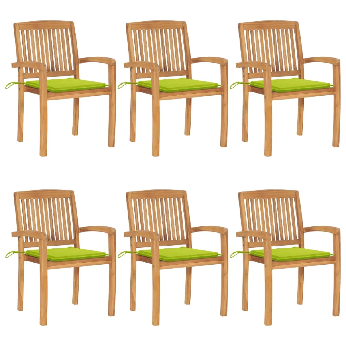 VIDAXL Chaises de jardin empilables Teck solide - vue 3
