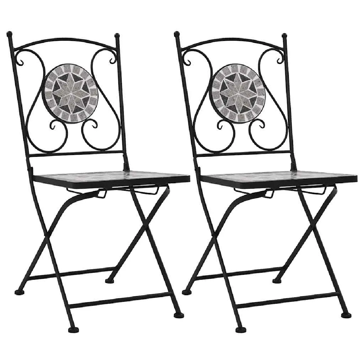 vidaXL Chaises de bistrot mosaïque lot de 2