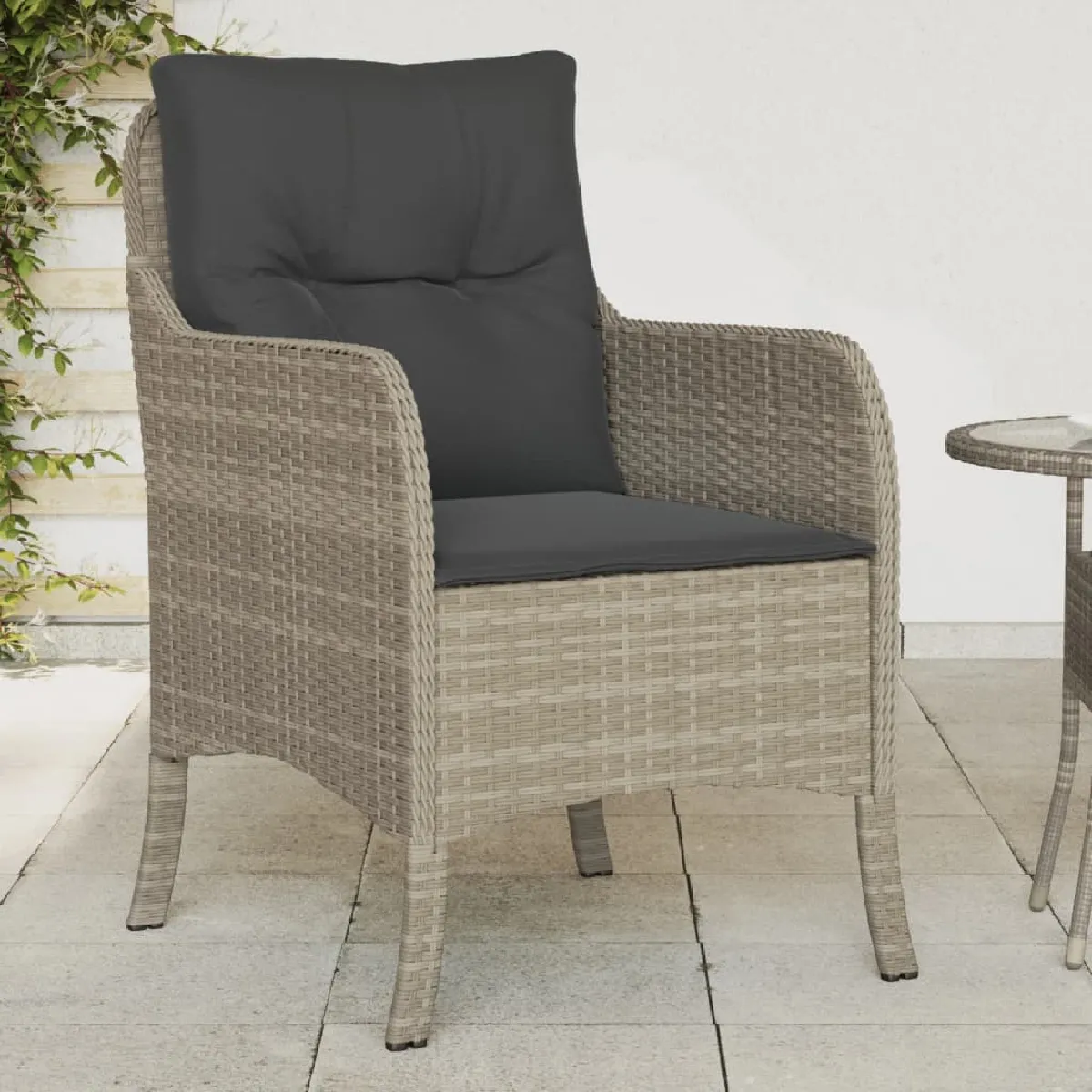 Non Communiqué Gris Clair Vidaxl Chaises De Jardin Coussins Lot De 2 Résine Tressée365150 - Image 3
