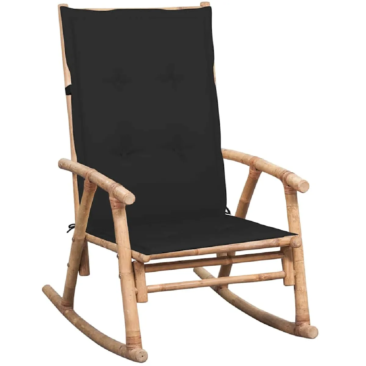 VIDAXL - Fauteuil à bascule - Bambou - Noir - Extra Grand - Image 2