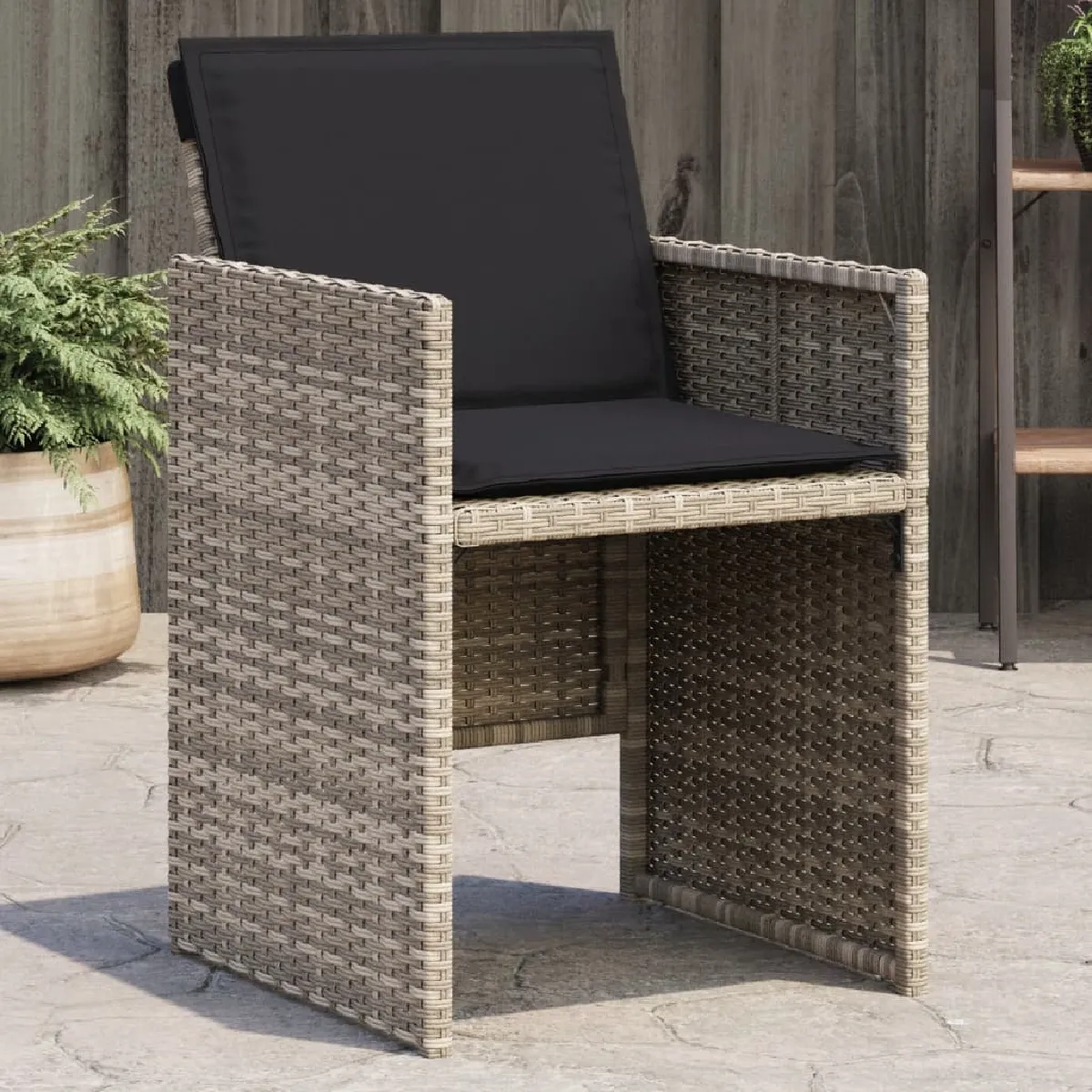Non Communiqué Gris Vidaxl Lot De 4 Chaises De Jardin Avec Coussins, Sièges De Terrasse, Chaises De Balcon, Meubles De Patio Extérieur, 4007440 - Image 3