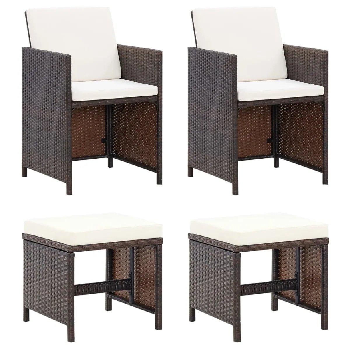 vidaXL Jeu de chaises et tabourets 4 pcs Résine tressée - vue 4
