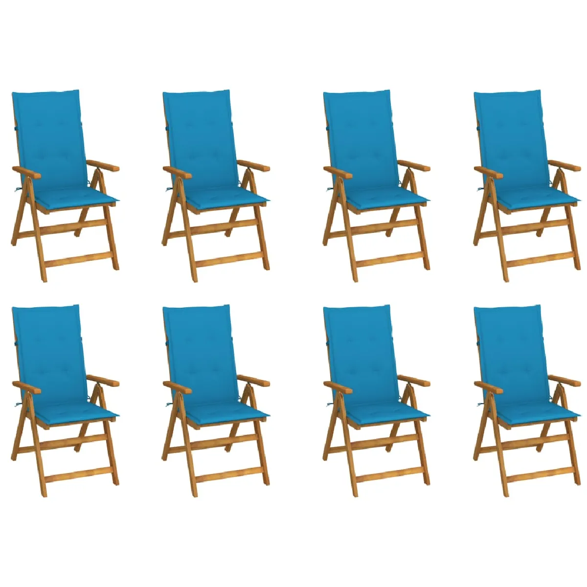 Non Communiqué Bois Chaises Pliables De Jardin Avec Coussins Lot De 8 D Acacia - Image 3