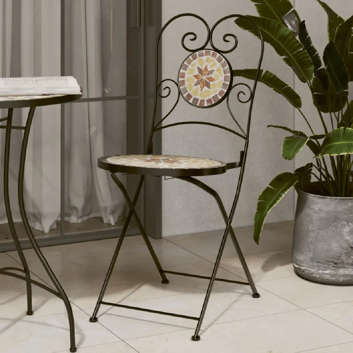 vidaXL Chaises de bistro pliables lot de 2 - Terre cuite et blanc