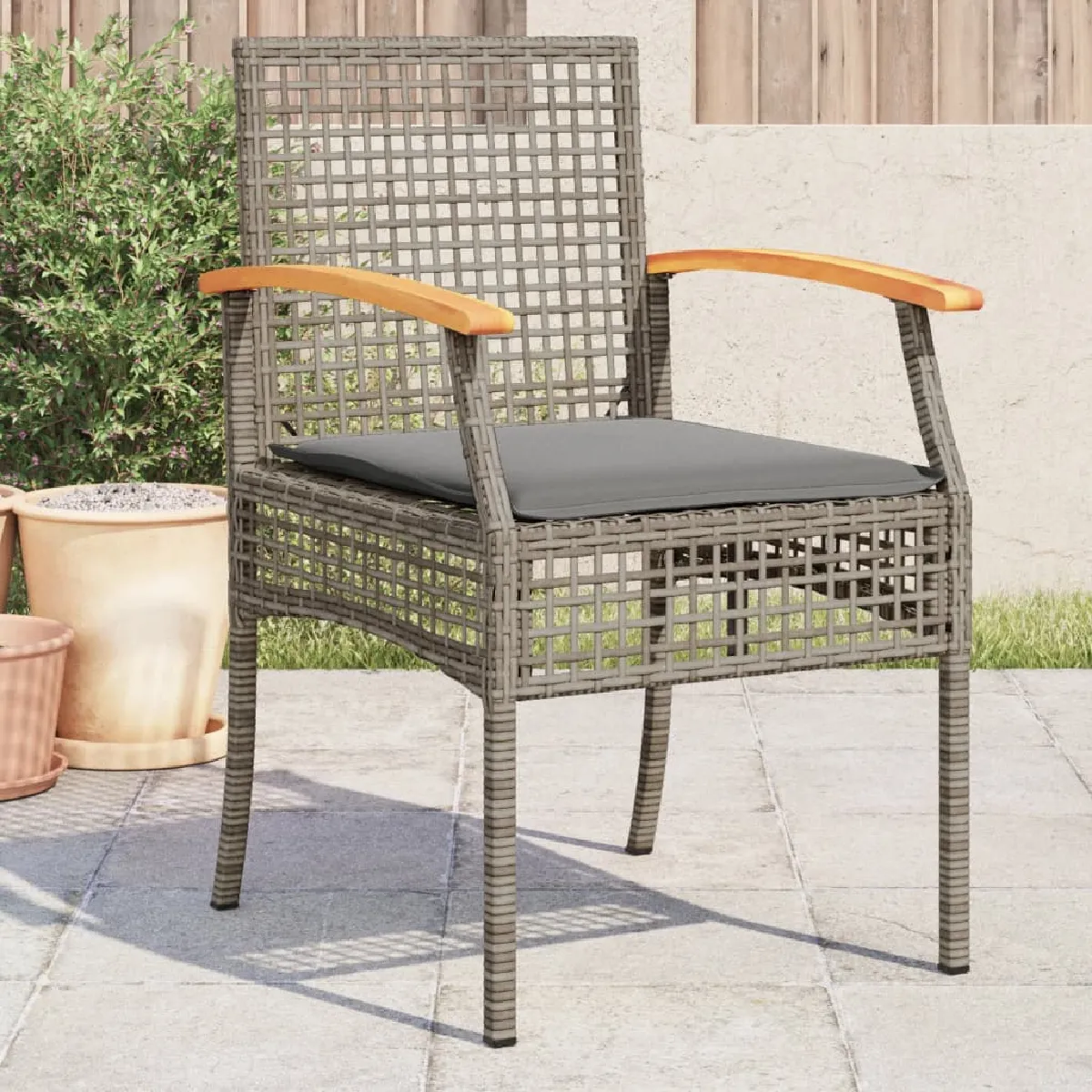 vidaXL Lot de 4 Chaises de Jardin Coussins Sièges de Patio Meubles de Terrasse Arrière cour Extérieur Résine Tressée 366252 - vue 2