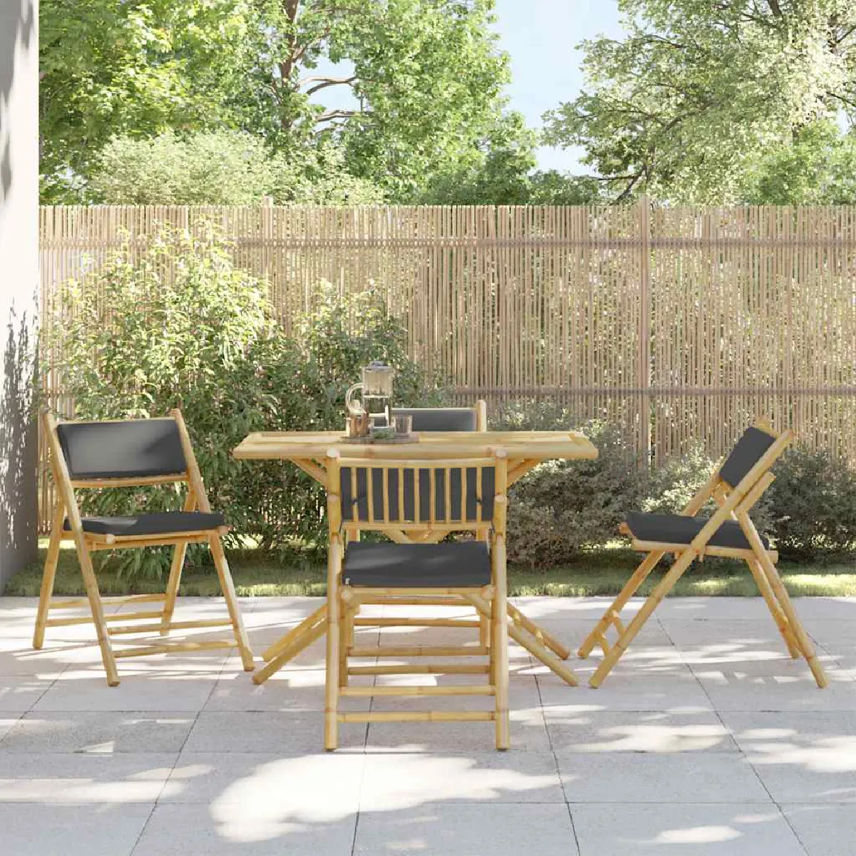 vidaXL Chaises de bistro pliantes lot de 2 et coussins crème chaise de bistro de jardin chaise de balcon chaise de 365871 - vue 2