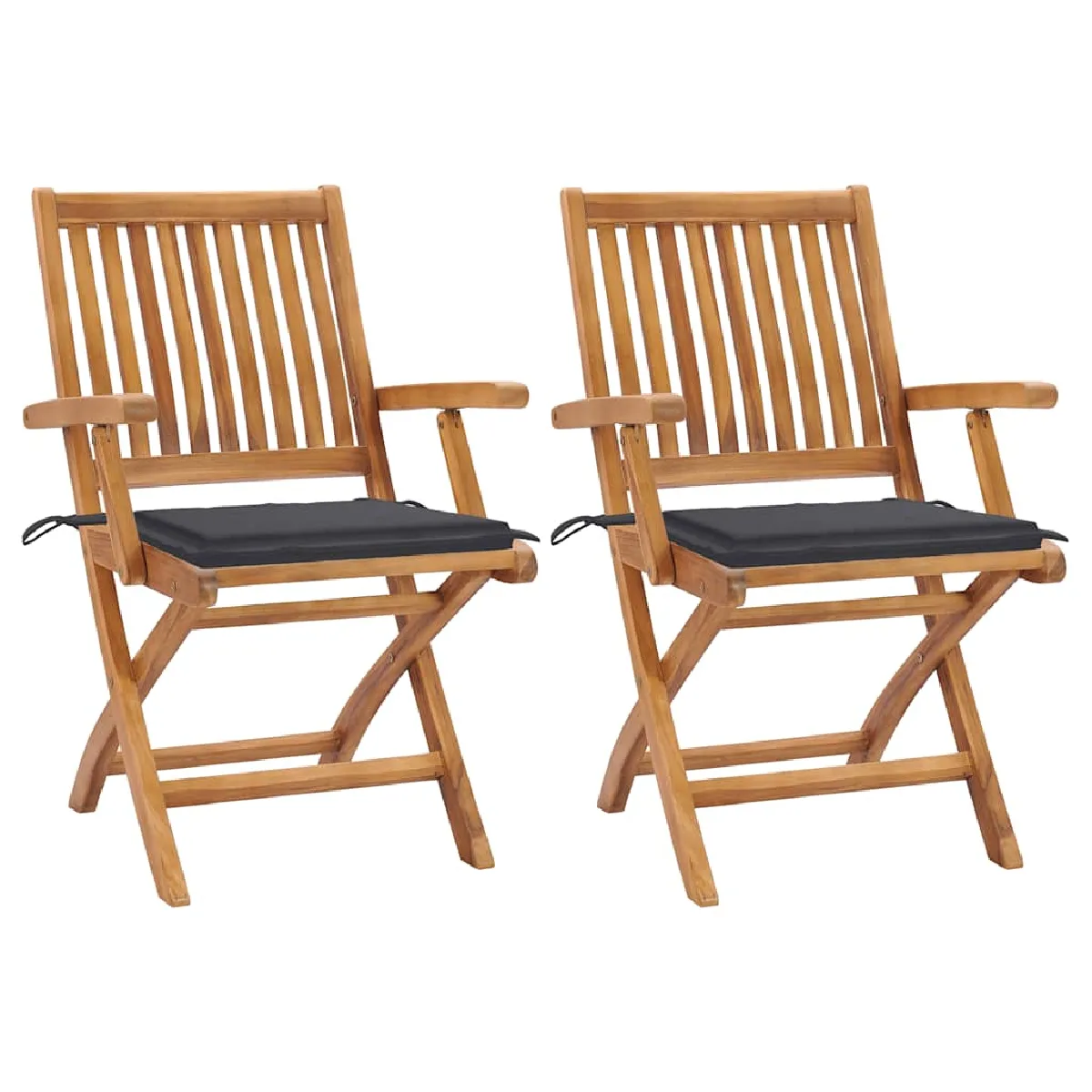vidaXL Chaises de jardin avec coussins Bois de teck - vue 5