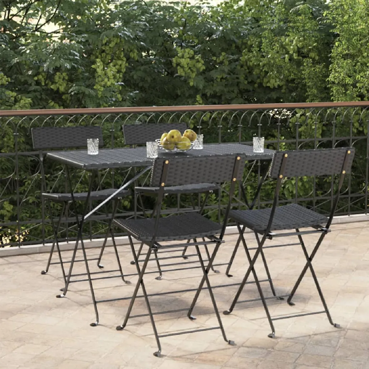 vidaXL Chaises de bistrot pliantes résine tressée vidaXL Chaises de bistrot pliantes résine tressée