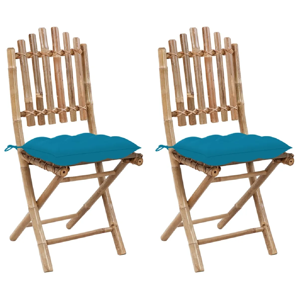vidaXL Chaises pliables avec coussins Lot de 2 Bambou