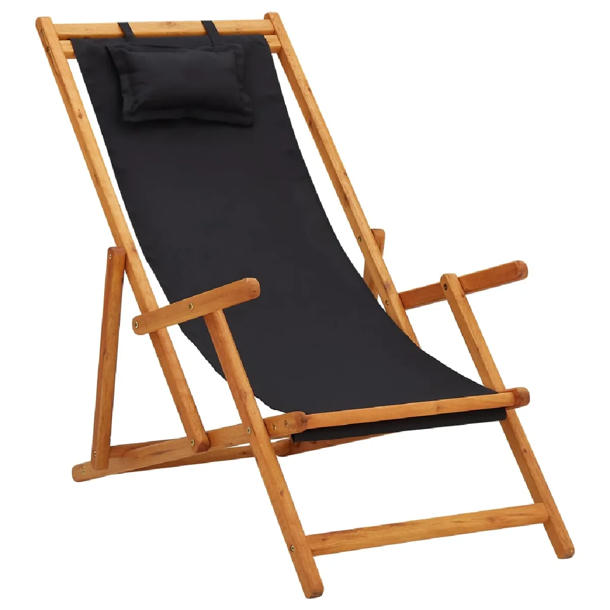 vidaXL Chaise Pliable de Plage Tissu et Cadre en Bois Jardin Camping 44000 - vue 4