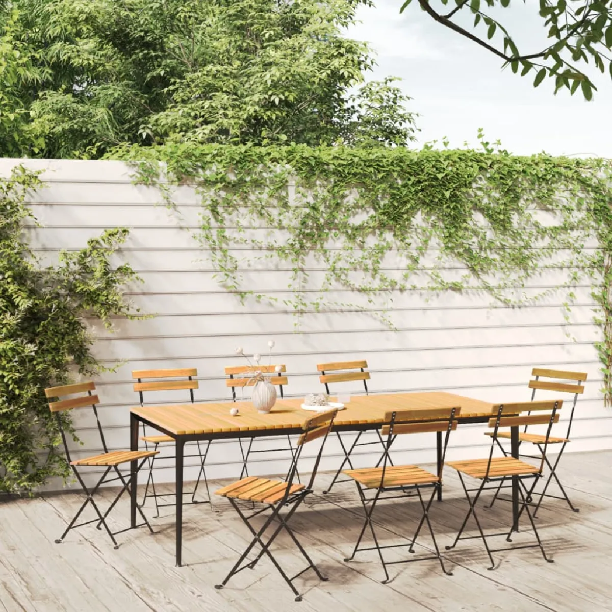 vidaXL Chaises pliables de jardin Acacia massif lot de 4 - vue 5